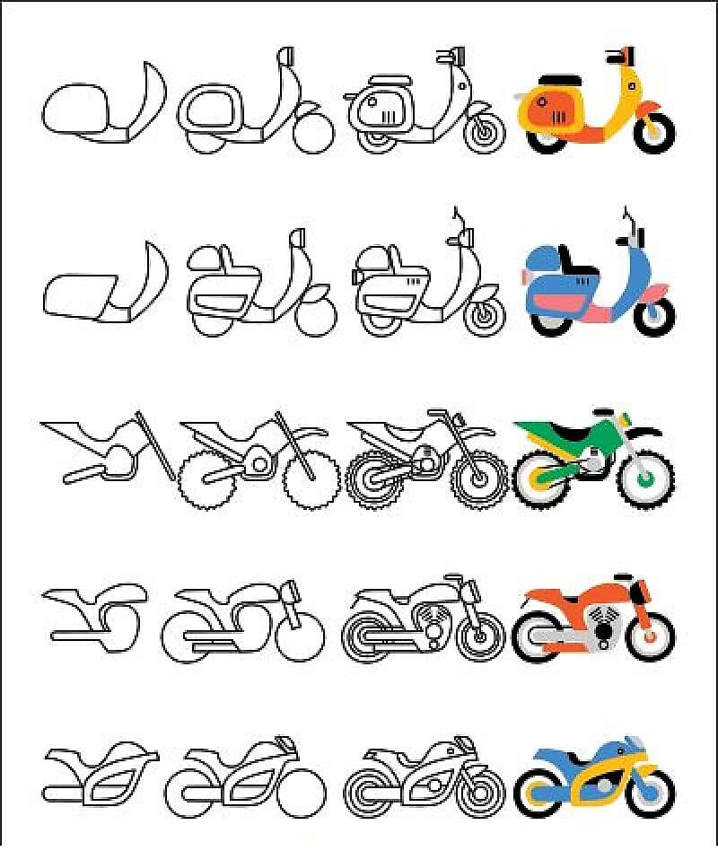 5 types de motos dessin
