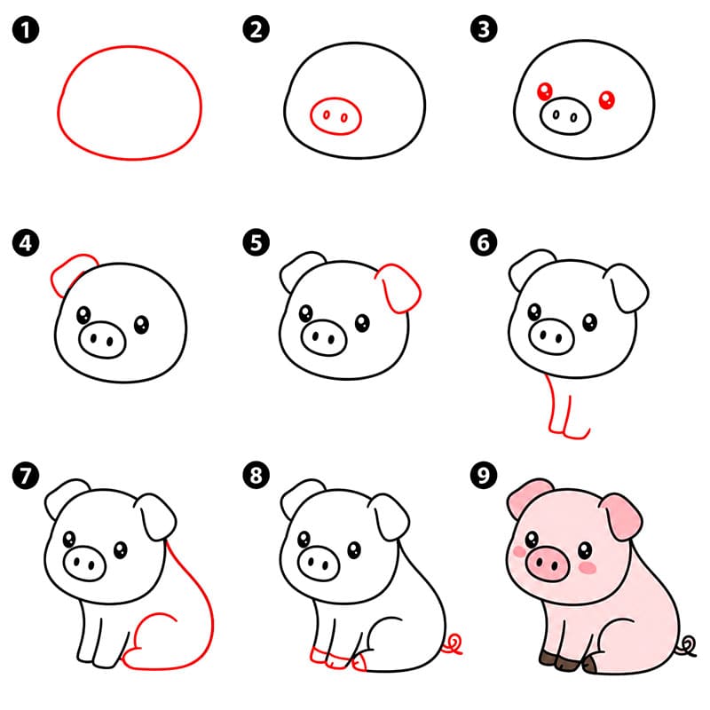 Cochon assis dessin
