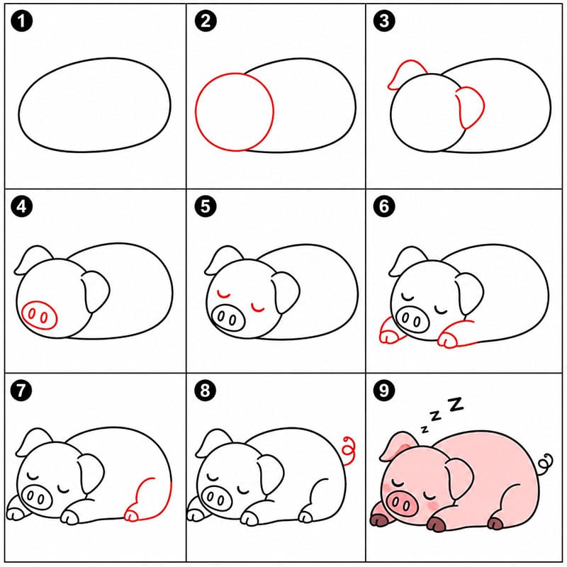 Cochon au repos dessin