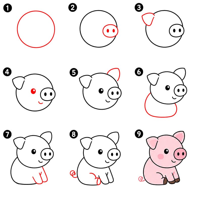 Cochon de profil dessin