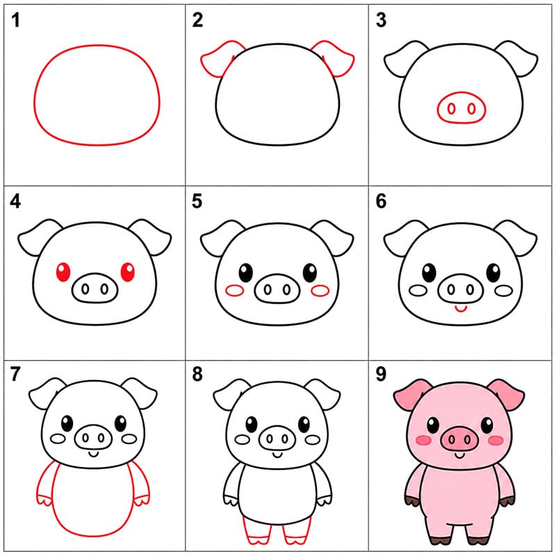 Cochon debout dessin