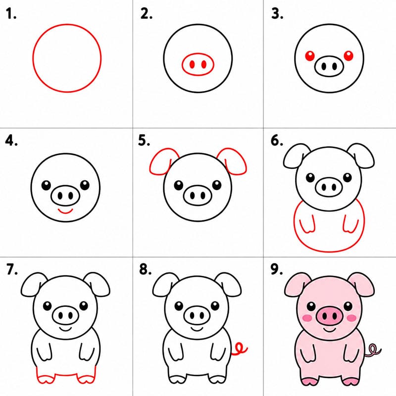 Cochon heureux dessin