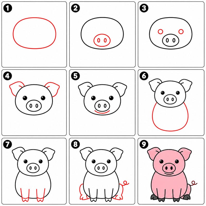 Cochon mignon et simple dessin