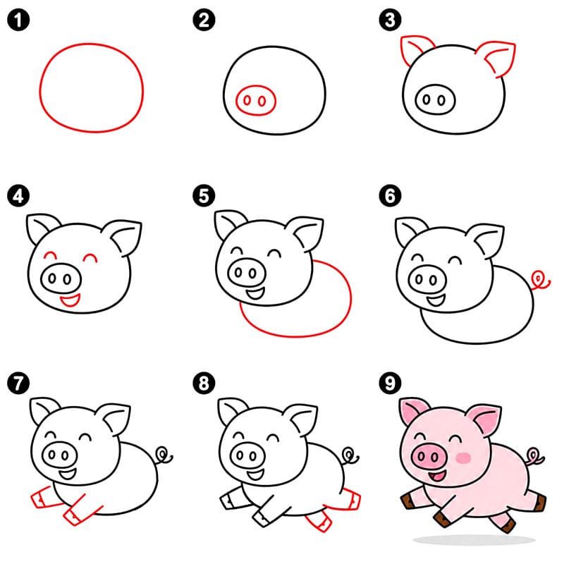 Cochon qui court dessin