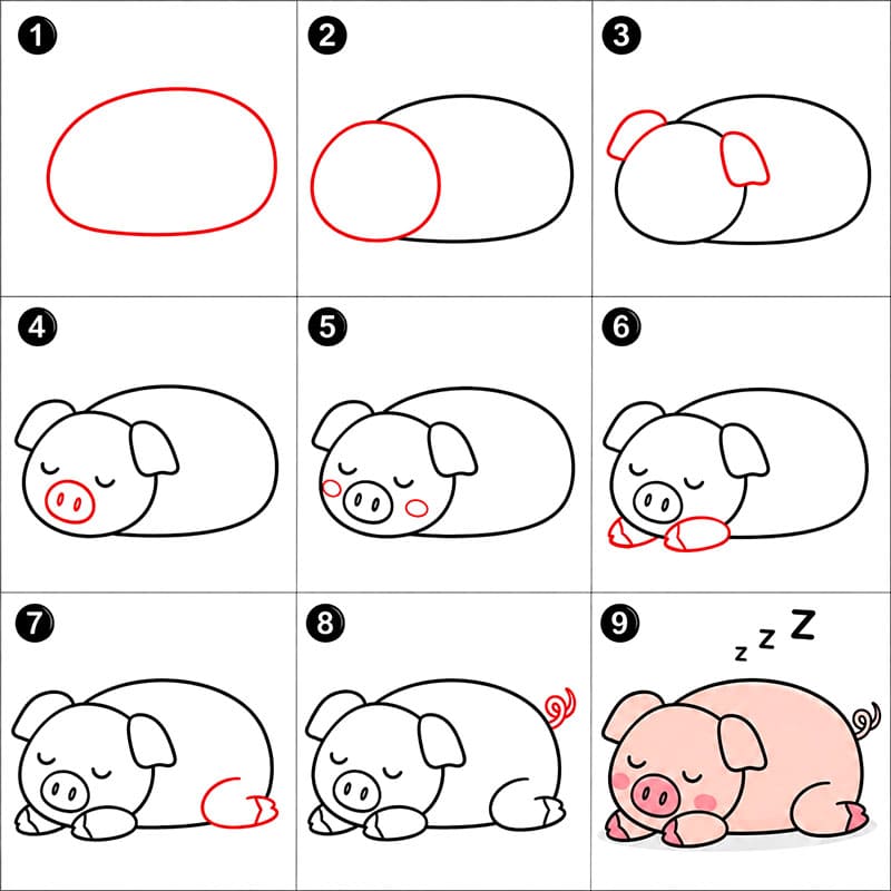 Cochon qui dort dessin