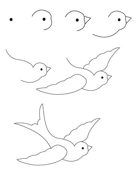 Dessine un oiseau simple dessin