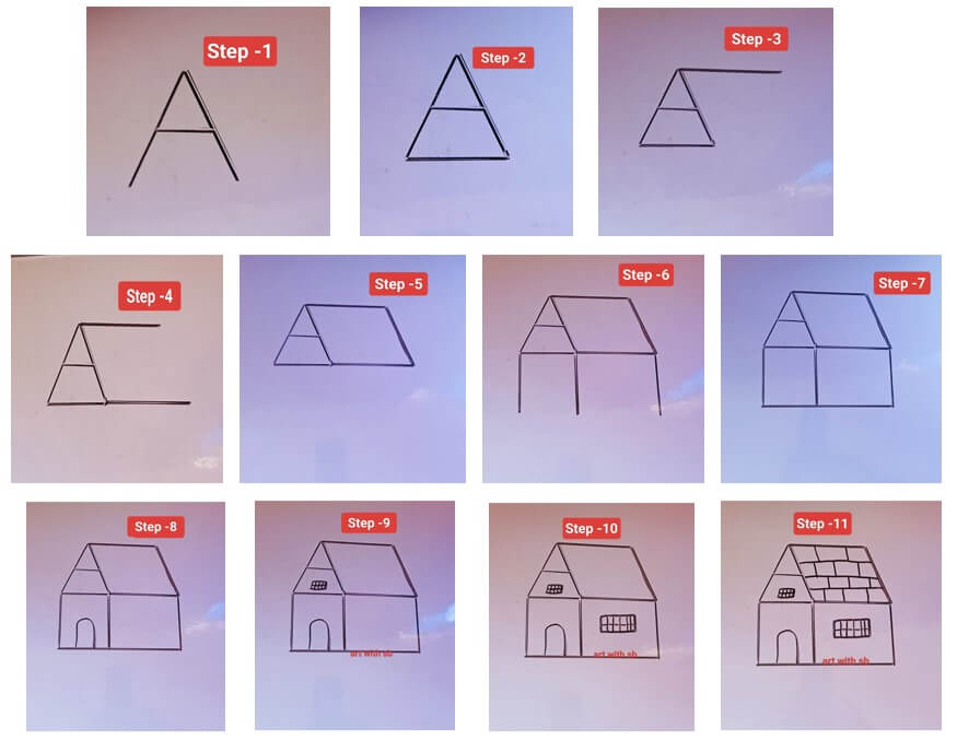 Dessine une maison à partir de la lettre A dessin