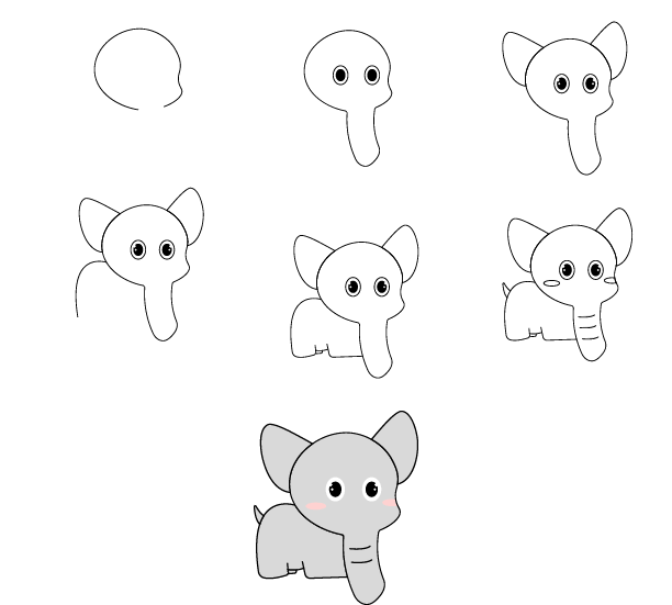 Dessiner un éléphant simple (1) dessin