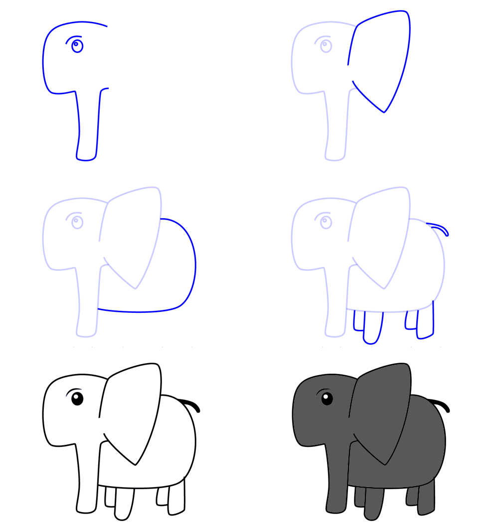 Dessiner un éléphant simple (2) dessin