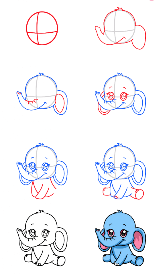 Dessiner un éléphant simple (3) dessin