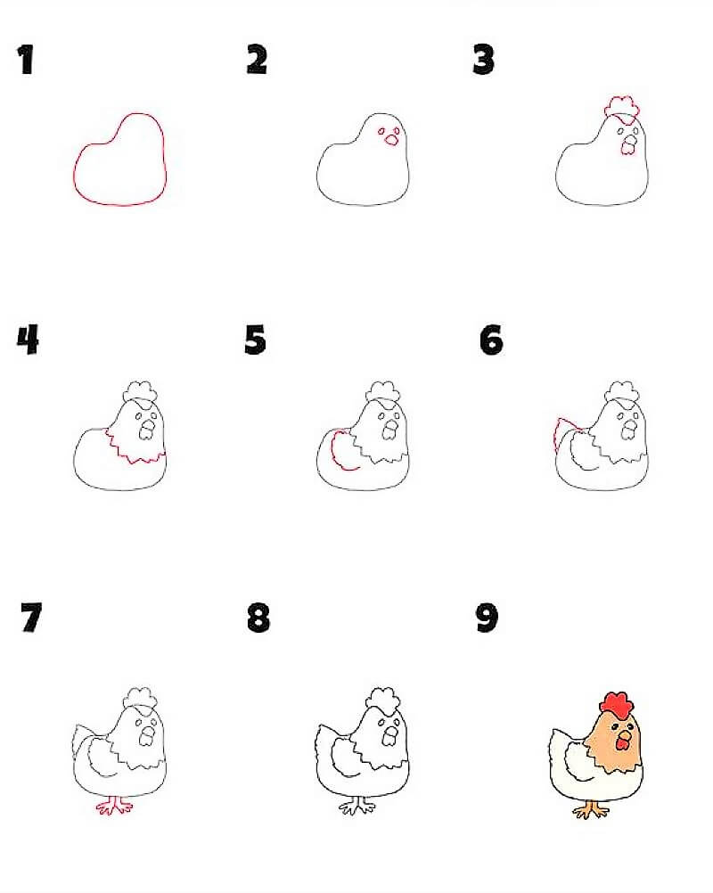 Comment dessiner Idée de poulet 13