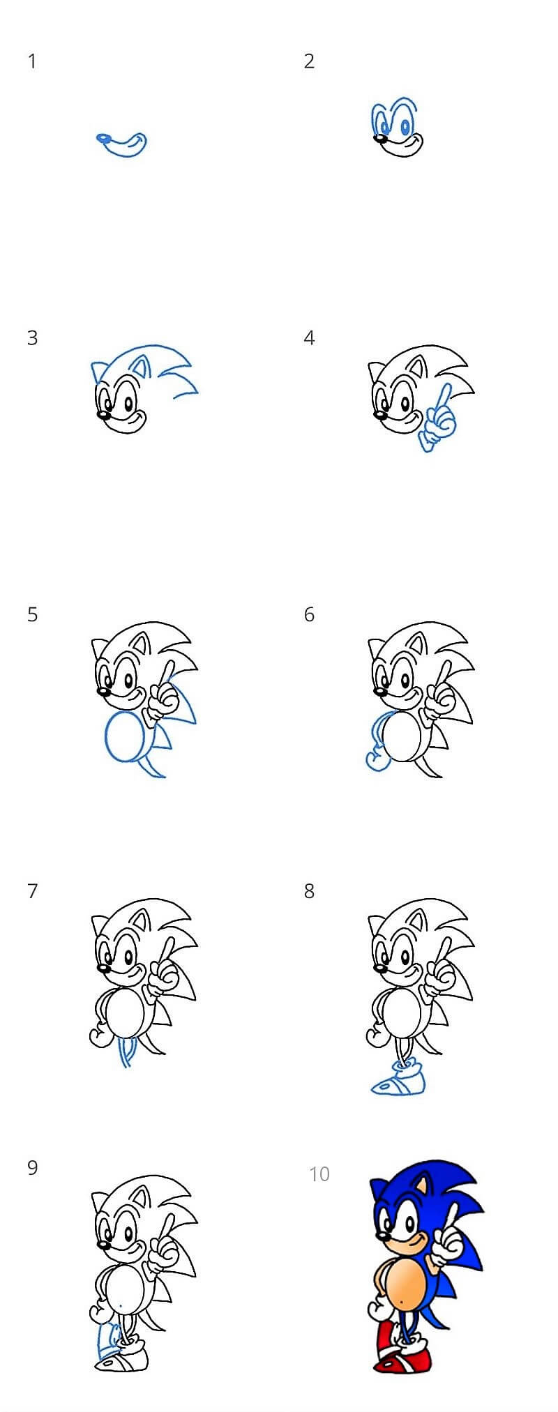 Comment dessiner Idée Sonic 10