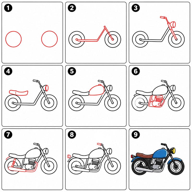 Moto bleue dessin