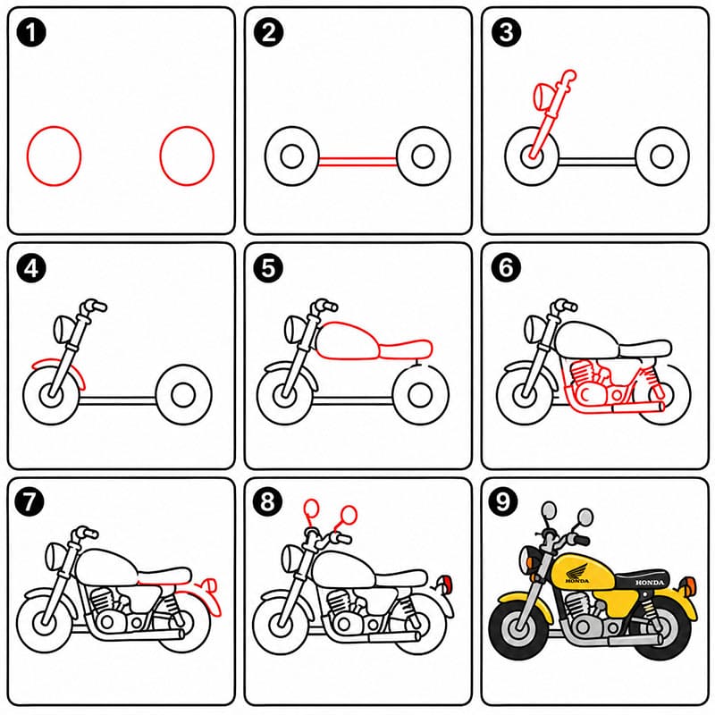 Moto jaune dessin