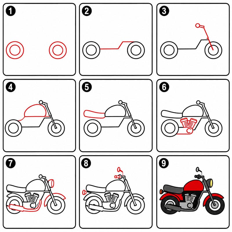 Moto rouge dessin