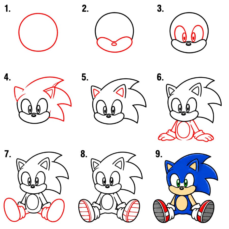 Sonic assis dessin