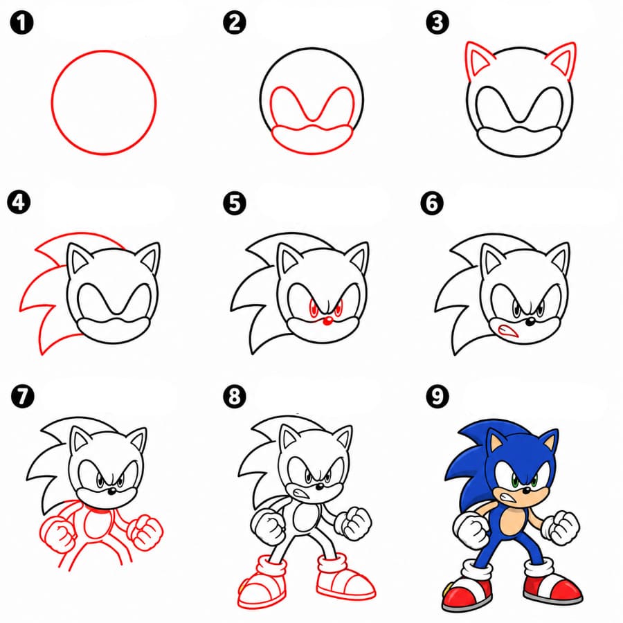 Sonic en colère dessin