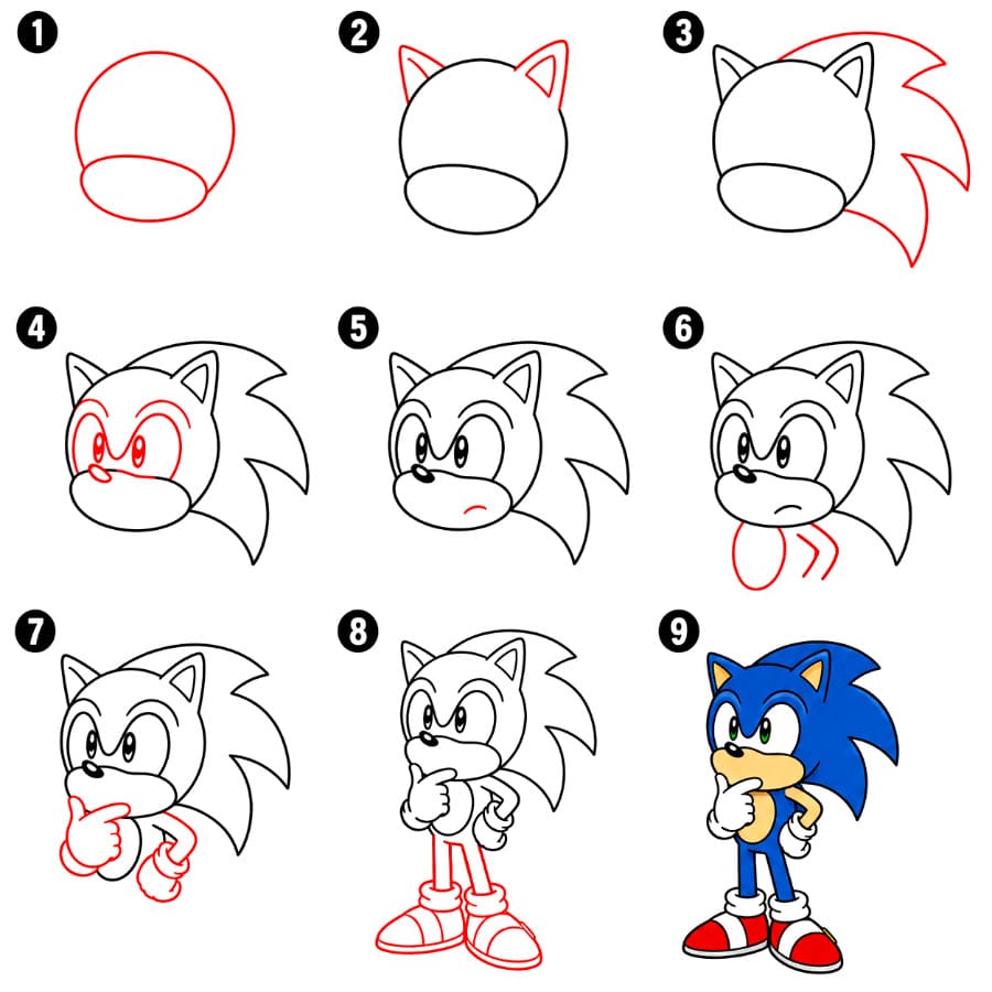 Sonic pensif dessin