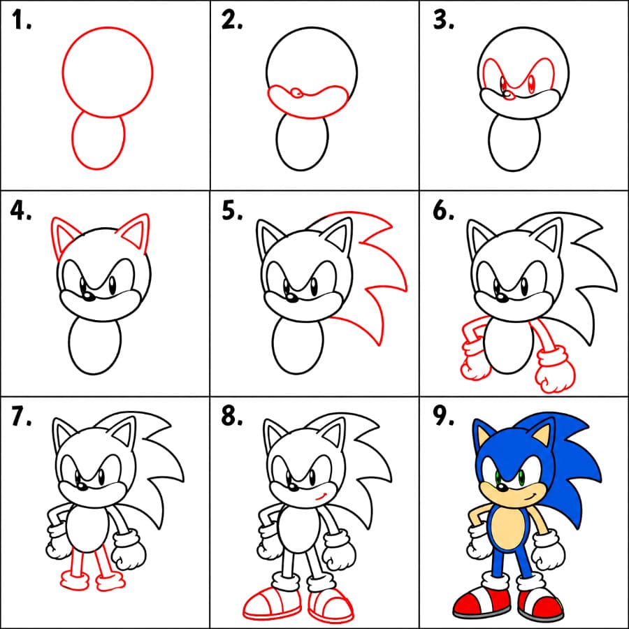 Sonic souriant dessin