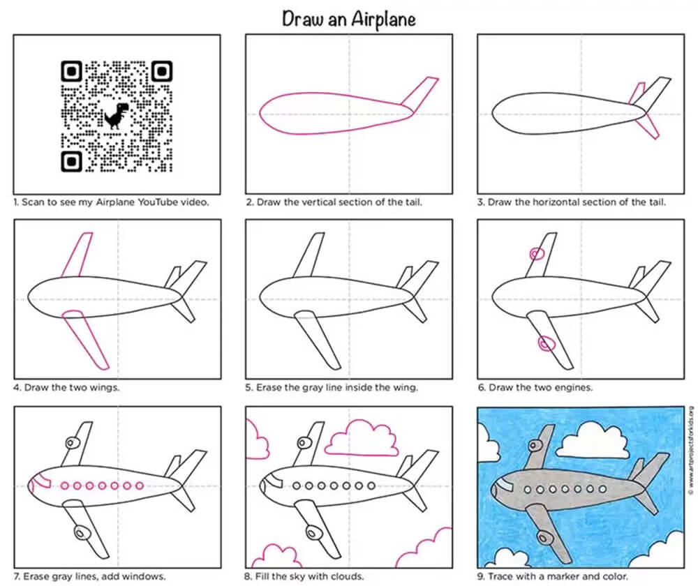 Un avion (projets artistiques pour les enfants) dessin