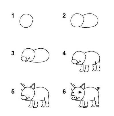 Un cochon facile dessin