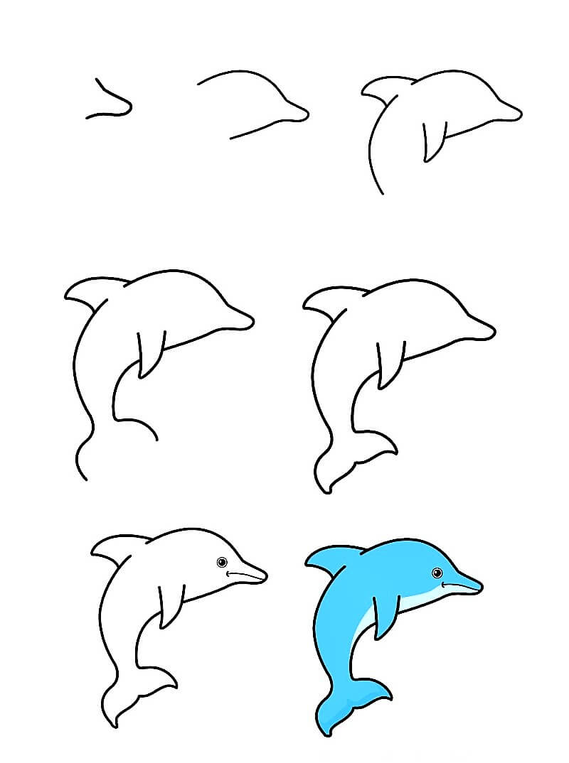 Un dauphin mignon en dessin animé dessin
