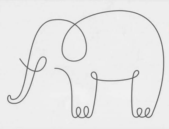 Un éléphant facile avec 1 ligne dessin