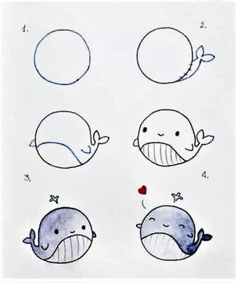 Une baleine facile dessin