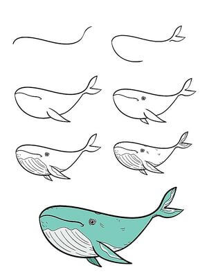 Une baleine verte dessin