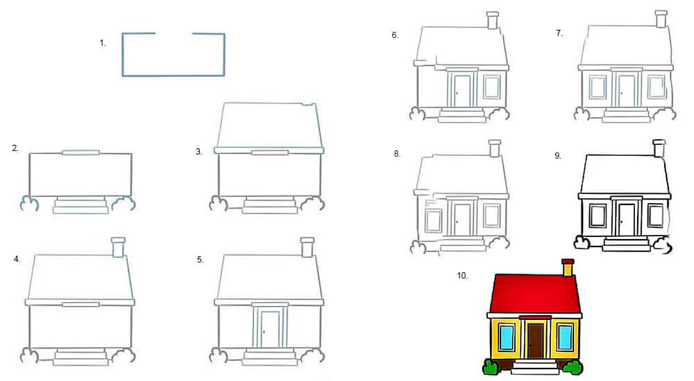 Une maison avec une petite cheminée dessin