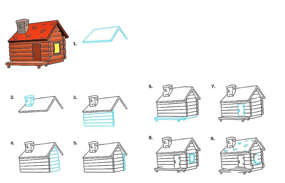 Une maison en bois dessin