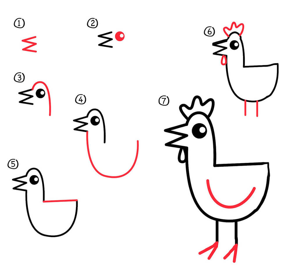 Une poule simple dessin