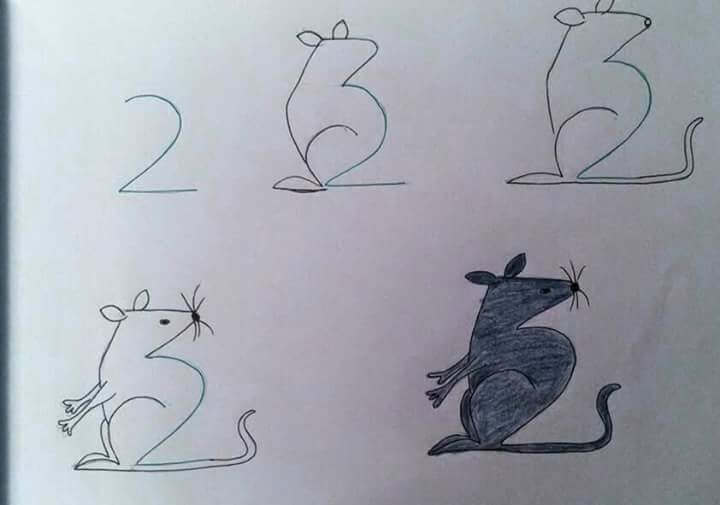 Une souris du numéro 2 dessin
