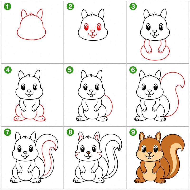 Adorable écureuil dessin