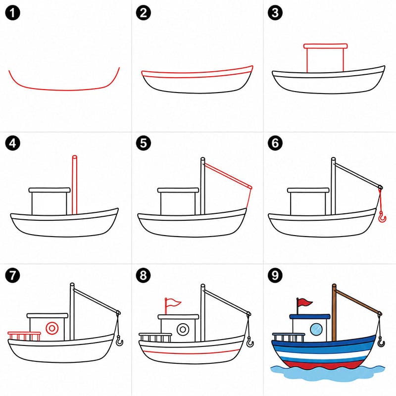 Bateau de pêche dessin