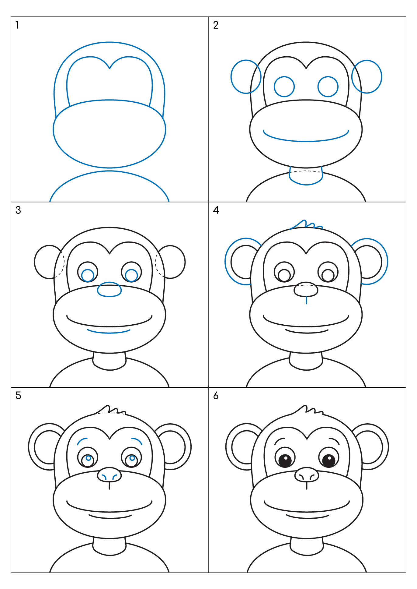 Comment dessiner dessin de singe simple (1) - Dessin Facile