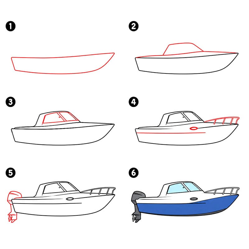 Image de bateau à cabine dessin
