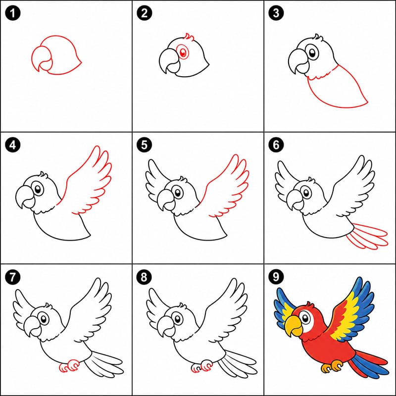 Perroquet volant dessin