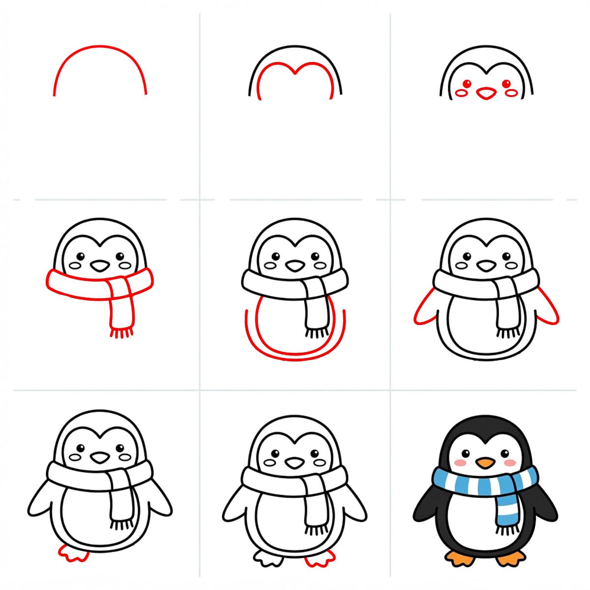 Pingouin avec une écharpe dessin