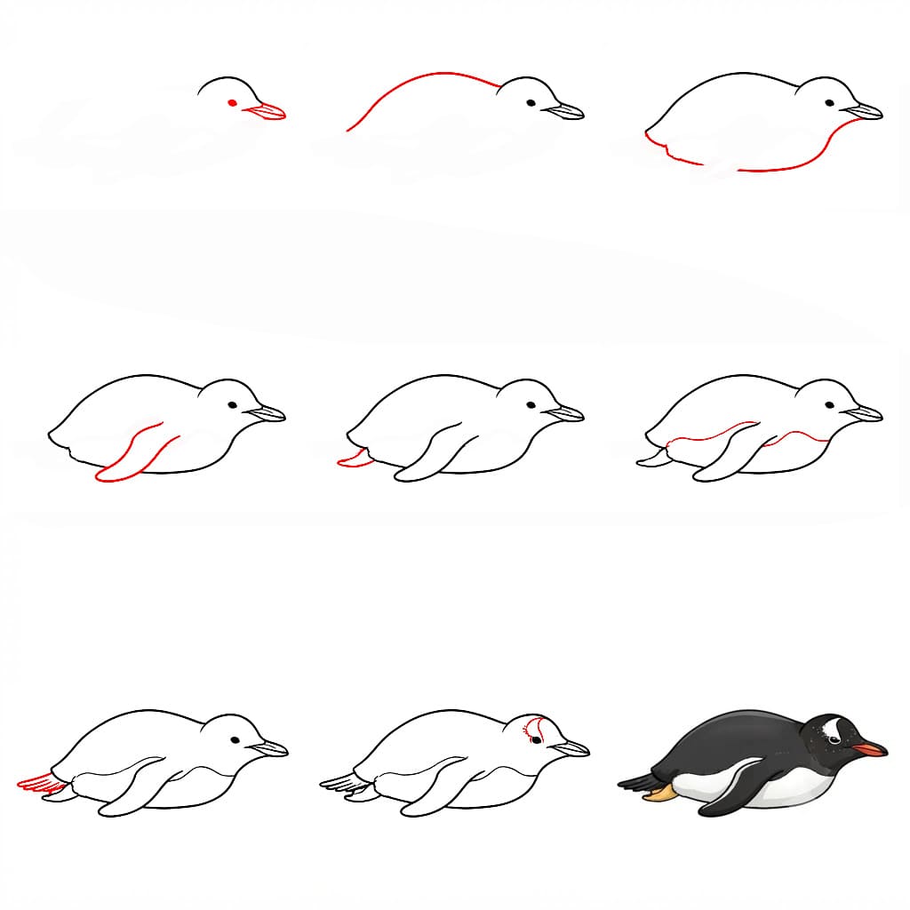 Pingouin couché dessin