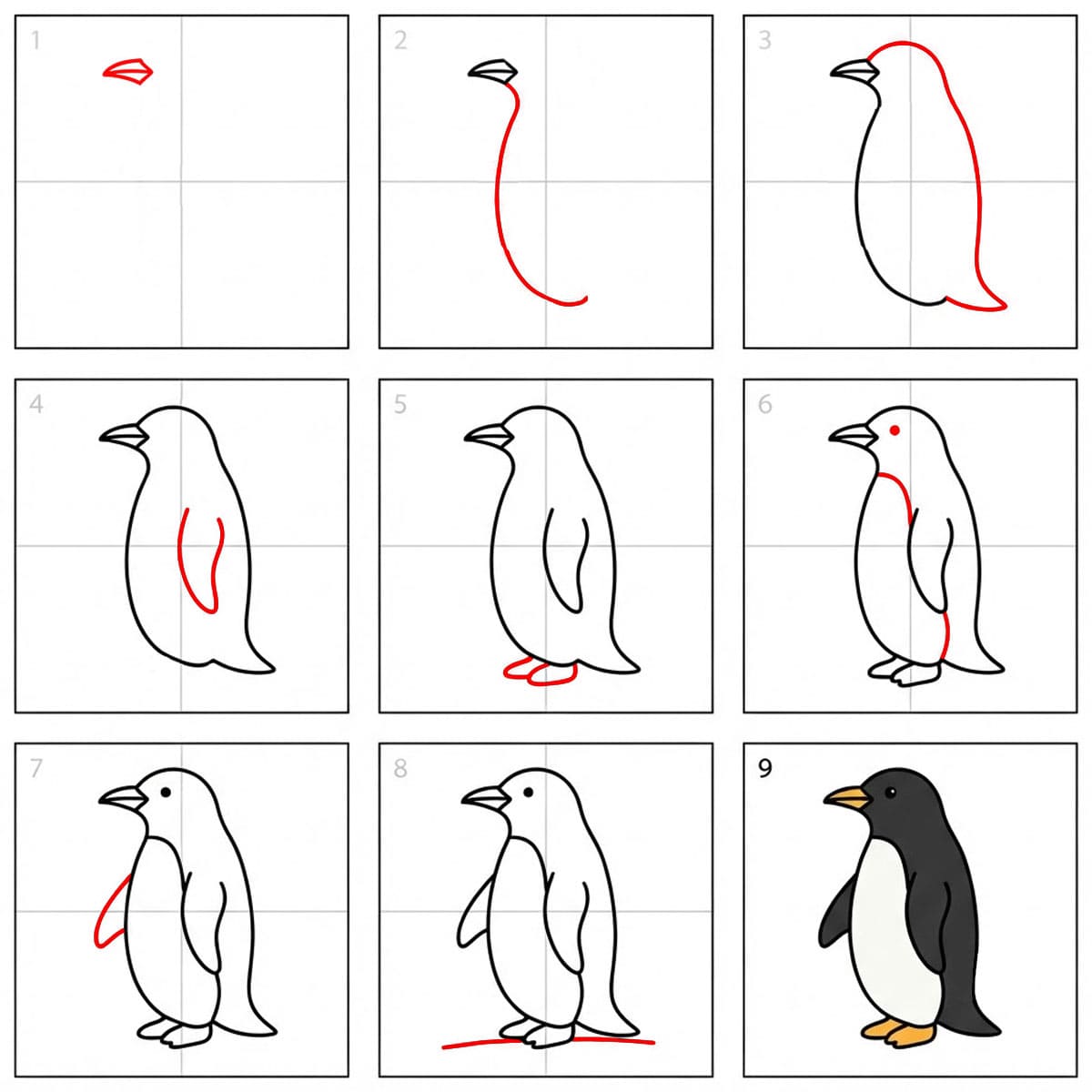 Pingouin de profil dessin