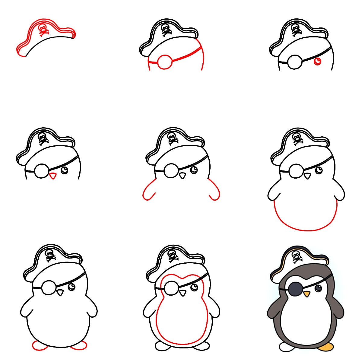 Pingouin pirate dessin