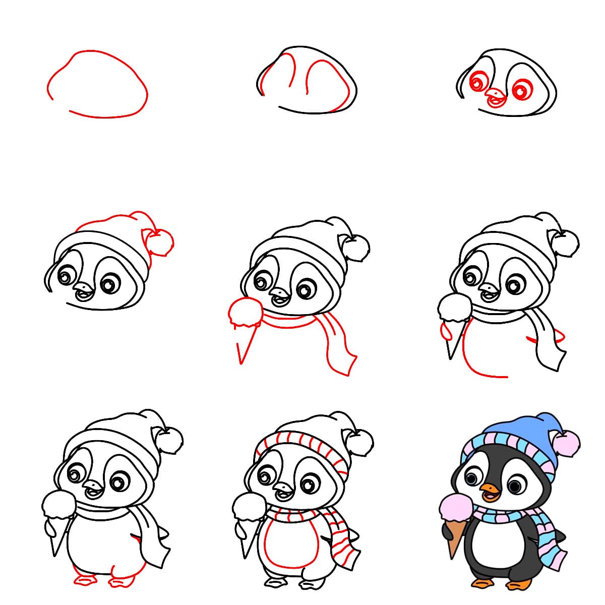 Pingouin qui mange dessin