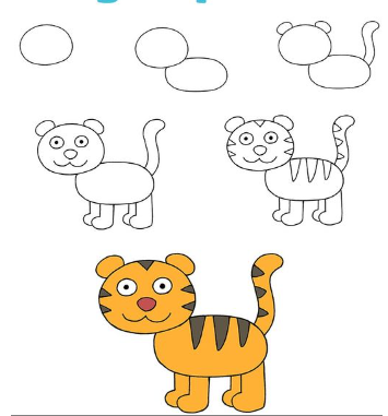 Un tigre pour les enfants dessin