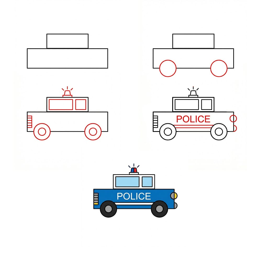 Voiture de police avec sirène dessin