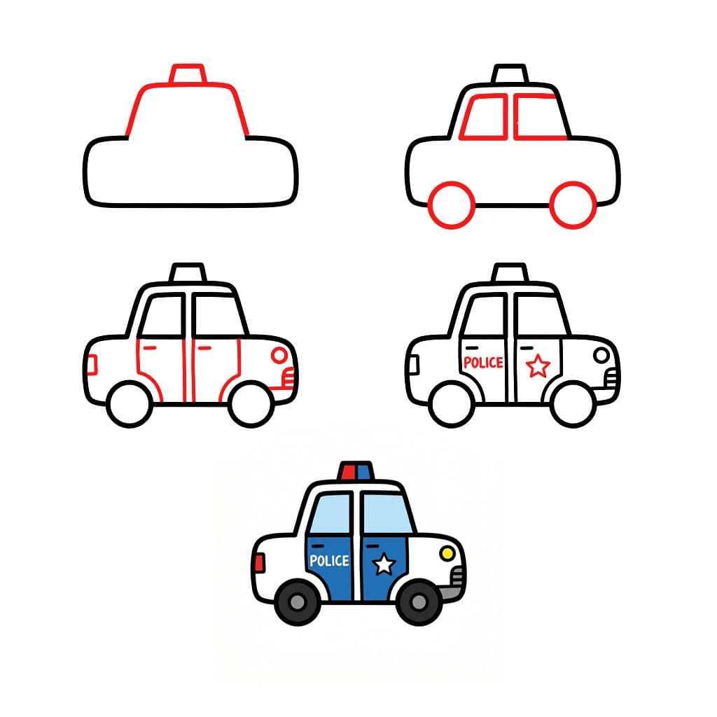 Voiture de police dessin animé dessin