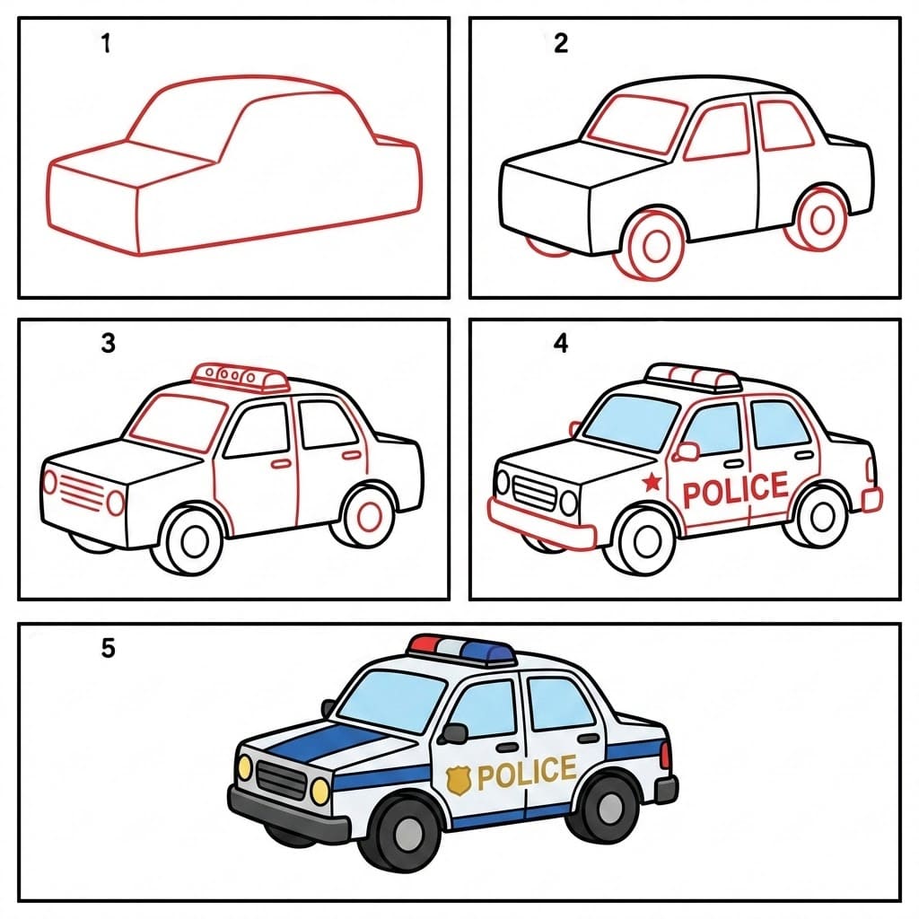 Voiture de police en ville dessin