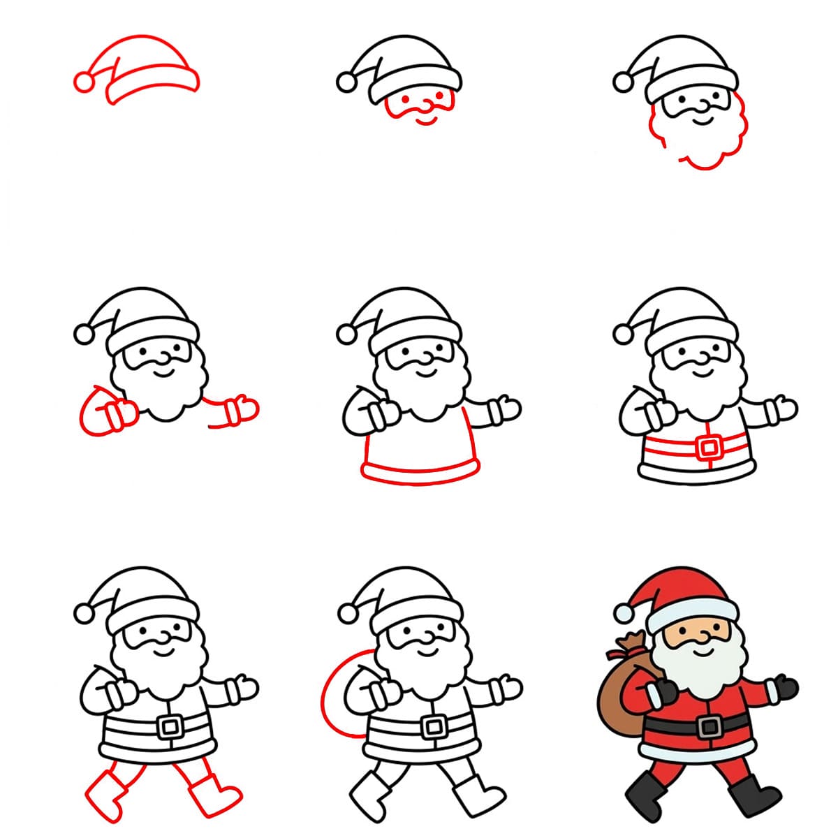 Père Noël avec son sac dessin