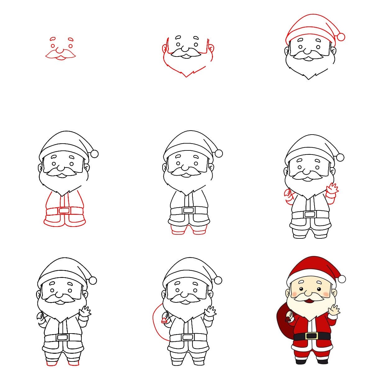 Père Noël debout dessin