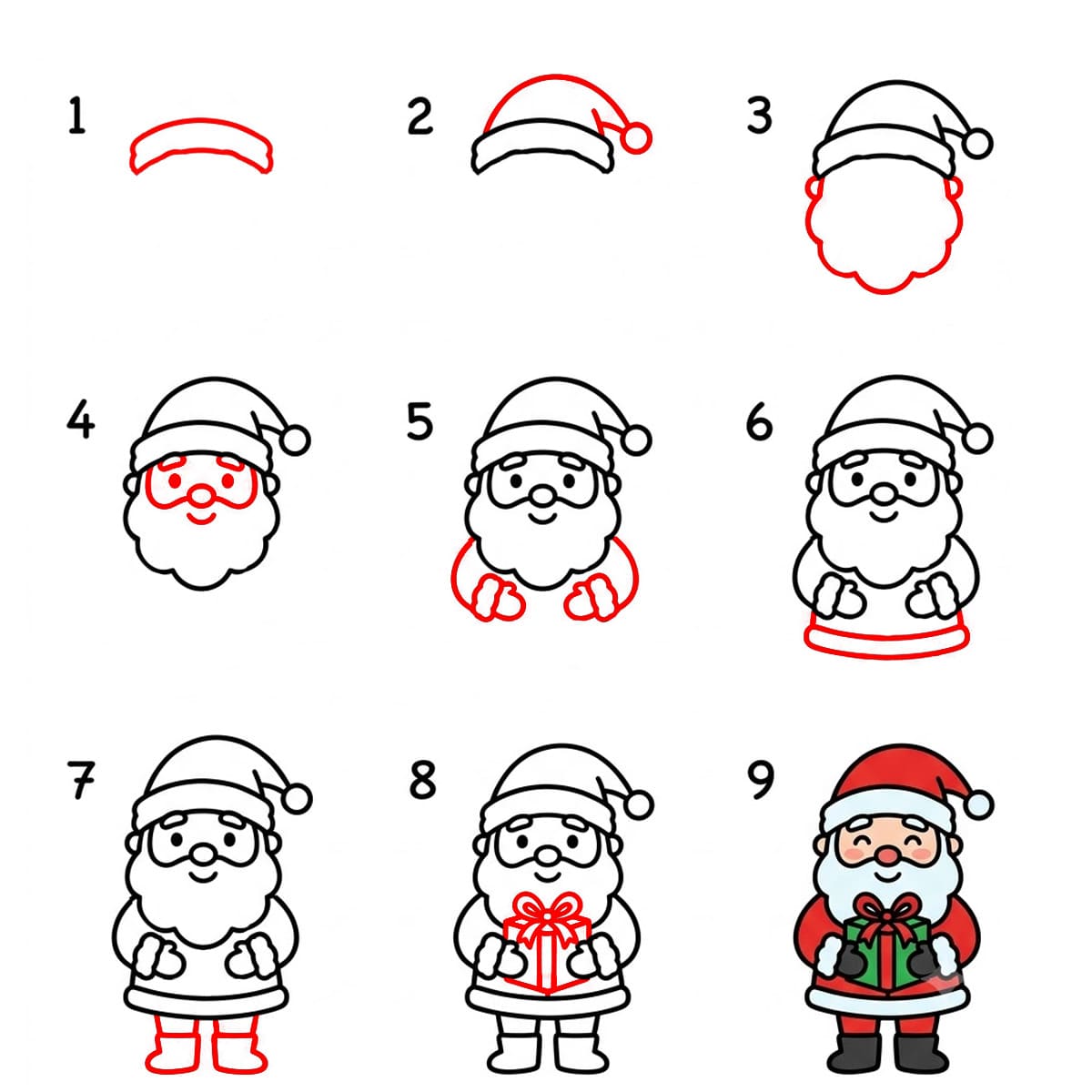 Père Noël et un cadeau dessin